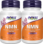 Now Foods NMN 250 Mg - 120 Capsules (2 x 60 Veg Capsule Bottles)  TWINPACK