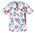 Cherokee Basics Women's Snap Up Heart Print Tunic Scrub Top 1750