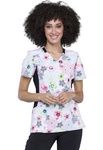 Cherokee iFlex Printed Mock Wrap Knit Panel Scrub Top-CK642