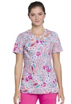 Cherokee Women's Mock Wrap Printed Scrub Top CK608