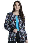 Cherokee Women's Snap Front Printed Warm-Up Scrub Jacket CK301