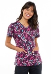 Cherokee Women's V-Neck Printed Scrub Top-CK621