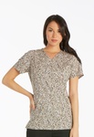 CK601 Cherokee Mock Wrap Knit Panel Scrub Top