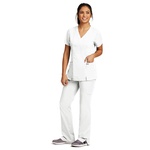 Grey's Anatomy 2 Pocket Mock Wrap V-Neck Top