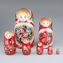 7&#x20;Piece&#x20;Wooden&#x20;Nesting&#x20;Doll,&#x20;Colorful&#x20;with&#x20;Glitter&#x20;8.5&quot;