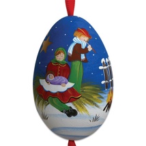 Christmas Children Hand Painted & Signed Turkey Egg Ornament