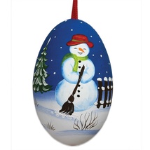 Christmas&#x20;Snowman&#x20;Hand&#x20;Painted&#x20;&amp;&#x20;Signed&#x20;Turkey&#x20;Egg&#x20;Ornament