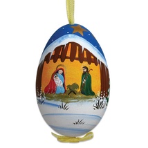 Christmas&#x20;Stable&#x20;Hand&#x20;Painted&#x20;&amp;&#x20;Signed&#x20;Turkey&#x20;Egg&#x20;Ornament