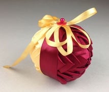Handmade&#x20;Ribbon&#x20;Ball,&#x20;Burgundy-Gold