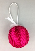 Handmade&#x20;Ribbon&#x20;Ball,&#x20;Pink&#x20;with&#x20;White&#x20;String