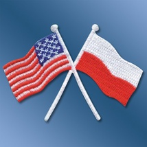 Iron-On&#x20;Patch&#x20;-&#x20;Crossed&#x20;Polish&#x20;American&#x20;Flags