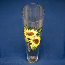 Painted&#x20;Glass&#x20;Vase&#x20;-&#x20;Sunflowers&#x20;Series,&#x20;21&#x20;inches&#x20;Tall