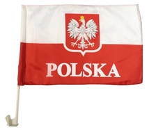 Polish&#x20;Car&#x20;Flag&#x20;with&#x20;POLSKA&#x20;&amp;&#x20;Eagle,&#x20;16&quot;&#x20;x&#x20;11&quot;