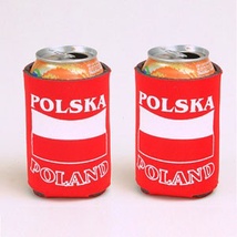 Soda&#x20;Can&#x20;or&#x20;Beer&#x20;Holder&#x20;-&#x20;POLSKA&#x2F;POLAND&#x20;&amp;&#x20;Flag,&#x20;set&#x20;of&#x20;2