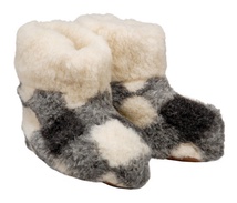 Women&#x27;s&#x20;Leather&#x20;&amp;&#x20;Checkered&#x20;Wool&#x20;Slippers&#x20;-&#x20;Boot&#x20;Style