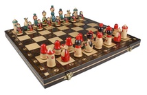 Wooden&#x20;Chess&#x20;Set&#x20;-&#x20;Babuszka&#x20;Style,&#x20;15x15&#x20;inches