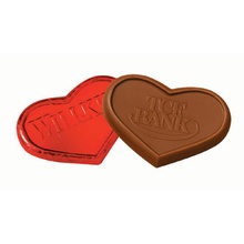 Engraved Chocolate Hearts in Red Foil