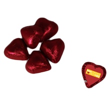 Foil Wrapped Chocolate Hearts with Custom Label