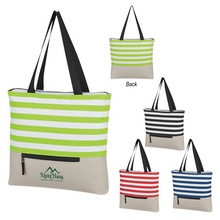 Broad Stripe Zippered Custom Tote Bags