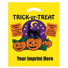 Personalized Cat & Pumpkin Plastic  12" x 15"Halloween Bags