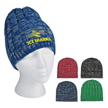 Knit Heathered Beanie Cap with Logo Imprint