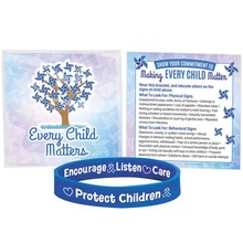 Protect Children Awareness Silicone Bracelet with Prevention Tips Card