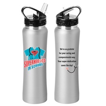 Superheroes in Scrubs Stainless Steel Water Bottle