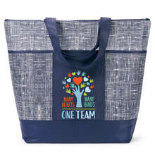 Many Hearts, Many Hands, One Team Non-Woven Zippered Tote Bag