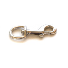 Nickel Plated Bolt Snap Hook, Round Swivel, 3 1/2" Long, 3/4" Eye