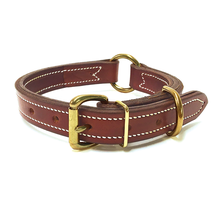 FieldKing, Doubled & Stitched Bridle Leather Dog Collar, Double Ring, 1" Wide