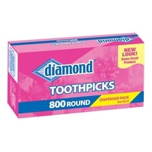 Diamond 41890 Round Toothpicks 800 Count Dispenser Pack