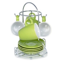 Imusa A120-22186 8-piece Espresso Set, Green/white