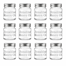 Sunshine Mason Co. Mini Mason Jar Vintage Farmhouse Shot Glasses with Metal Lid 2 Ounces, 12 Pieces