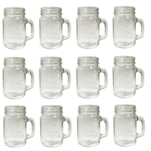 Sunshine Mason Co. Mason Jar Glass Mugs with Handles Pint Size (16 ounce, 473 mL) Regular Mouth 12 Pieces