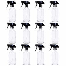 Sunshine Mason Co. Clear Glass Refillable Spray Bottle with Trigger Sprayer 16 oz (500ml) 12 PACK