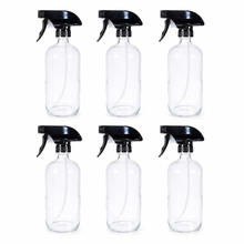 Sunshine Mason Co. Clear Glass Refillable Spray Bottle with Trigger Sprayer 16 oz (500ml) 6 PACK