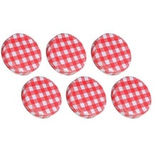 Sunshine Mason Co, One Piece Mason Jar Lids 6 Pieces, Red Gingham