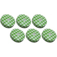 Sunshine Mason Co. Lids with Straw Hole 6 Pieces, Green Gingham