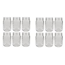 Sunshine Mason Co. Mason Jar Drinking Glass Pint Size (16 ounce, 473 mL) Regular Mouth 12 Pieces
