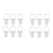 Sunshine Mason Co. Pint Glass Mason Jars with Hangers and LED Fairy Lights Set of 12