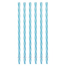 Sunshine Mason Co. Plastic Reusable Drinking Straws 6 Pieces, Blue Stripe