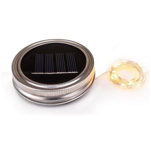 Sunshine Mason Co. Solar Mason Jar Fairy Firefly String Lights Regular Mouth Lid Warm White 20 LED's