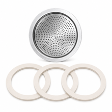 Univen 2.5" (64mm) Espresso Filter and Gasket Seals Compatible with Bialetti 6 Cup Aluminum Espresso Makers