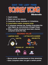 Donkey Kong CPO Instruction Card