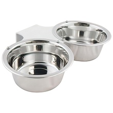 2 Quart Double Stainless Steel Bowl with Stainless Steel Yoke