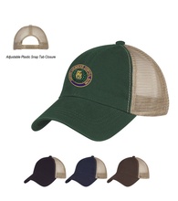 Washed Cotton Mesh Back Cap - Embroidered