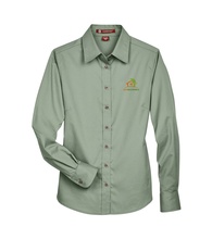 Harriton Ladies' Easy Blend Long-Sleeve Twill Shirt with Stain-Release - Embroidery