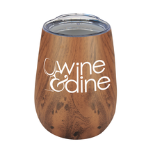 10 oz Vacuum Insulated Stainless Steel Wood Tone Stemless Wine Glass
