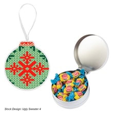 Happy Holidays Full Color Ornament Tin With Candy