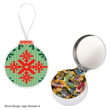 Happy Holidays Full Color Ornament Tin With Candy